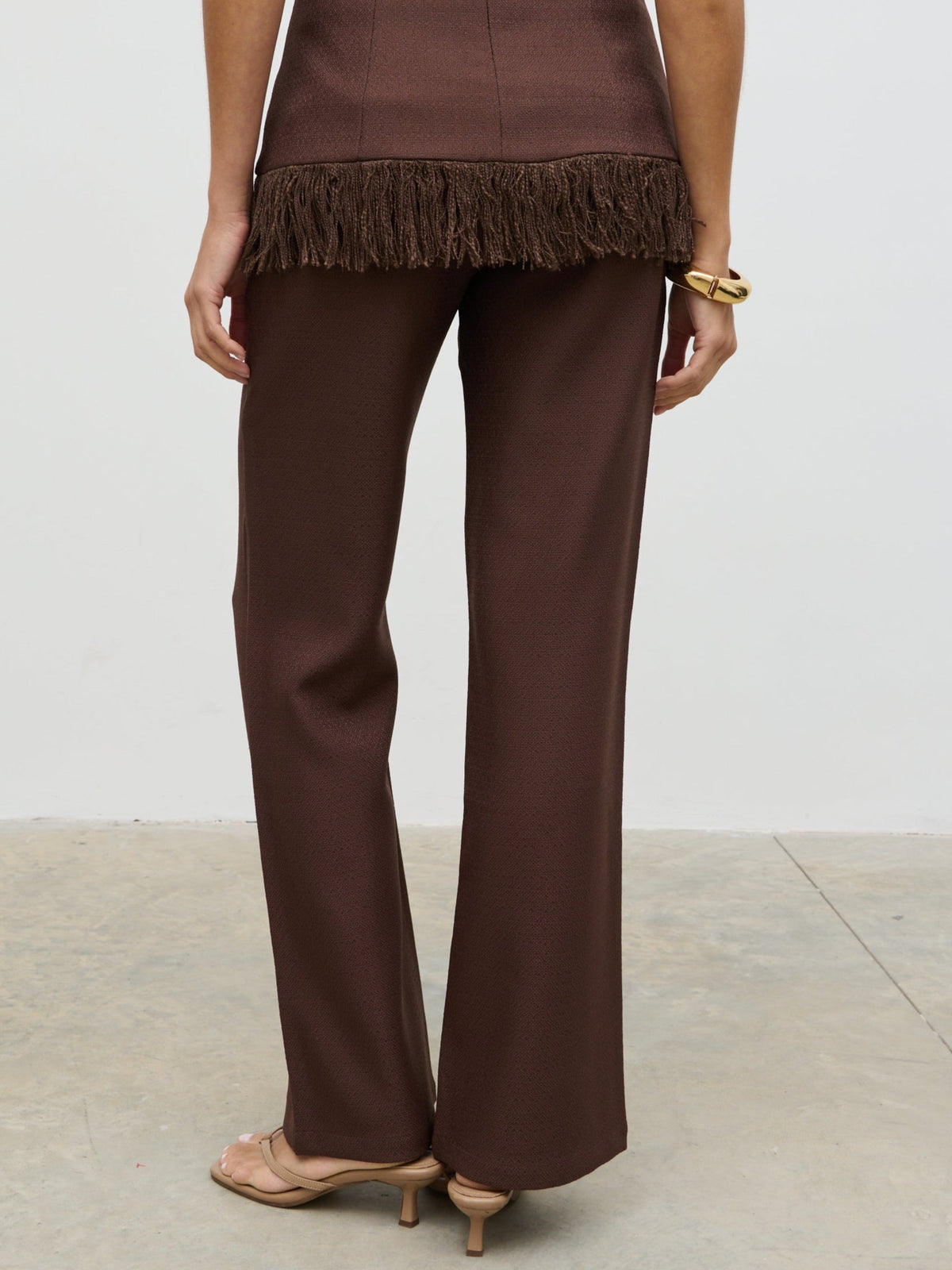 Verona Tweed Straight Leg Trousers - Brown