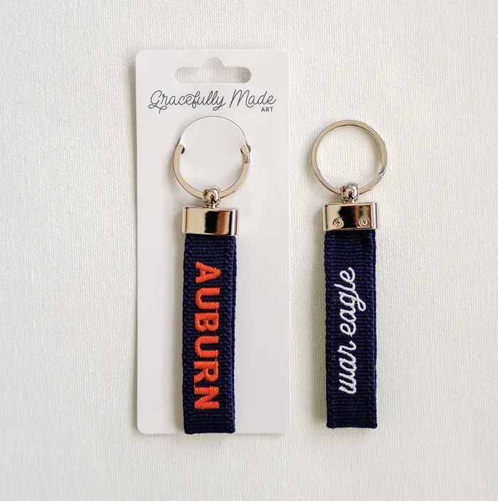 Auburn Embroidered Keychain Travel Accessories in at Wrapsody
