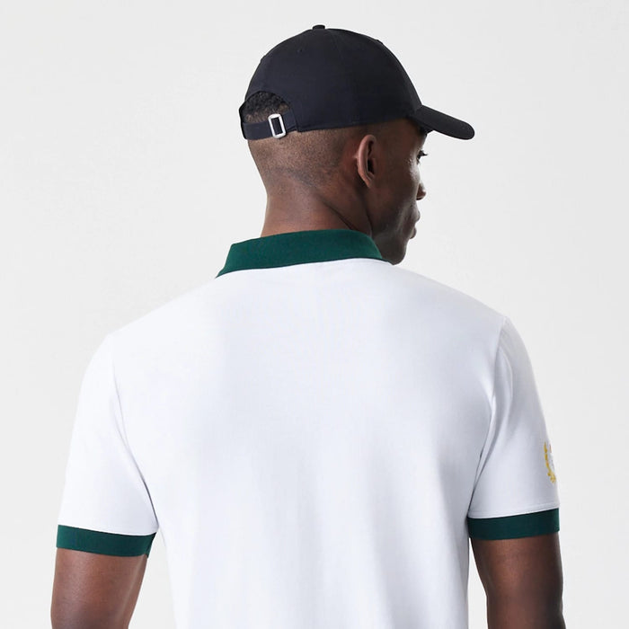 The Male model is wearing Caddyshack BushWood White Polo T-Shirt 7
