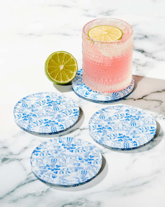 Chinoiserie Blue Coaster Home Decor in at Wrapsody