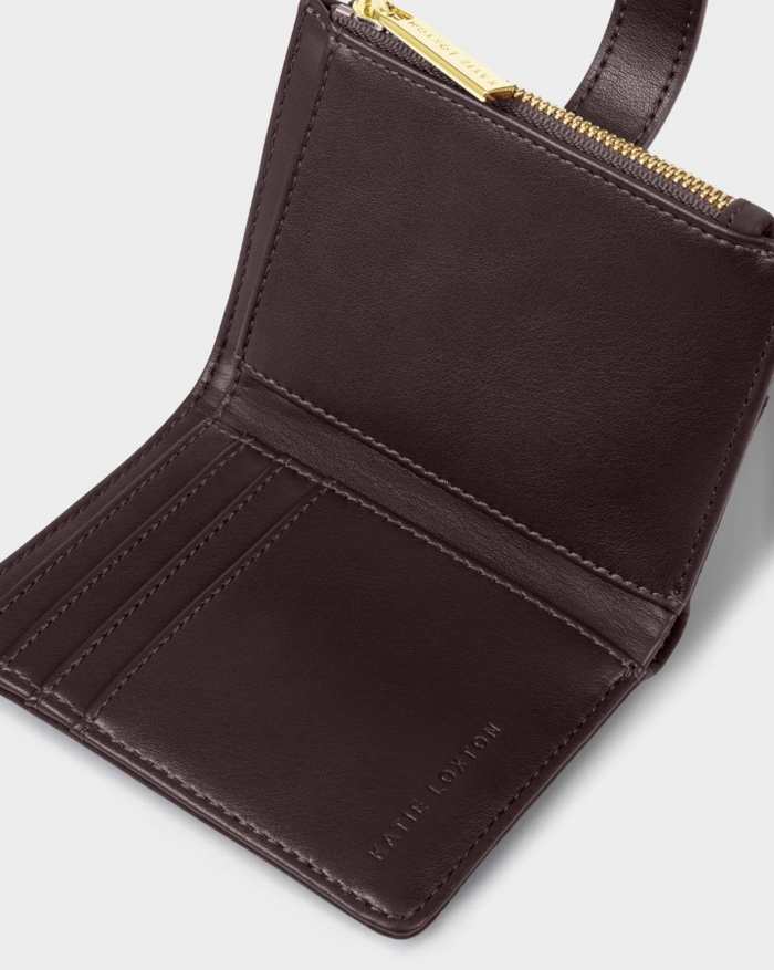 Orin Twist Lock Wallet in Chocolate Suedette/Bitter Wallets in at Wrapsody