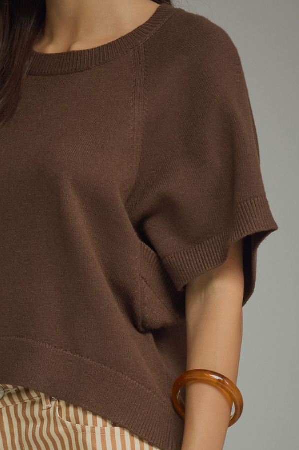 Ribbed Wide Sleeve Brown Sweater Sweaters in at Wrapsody