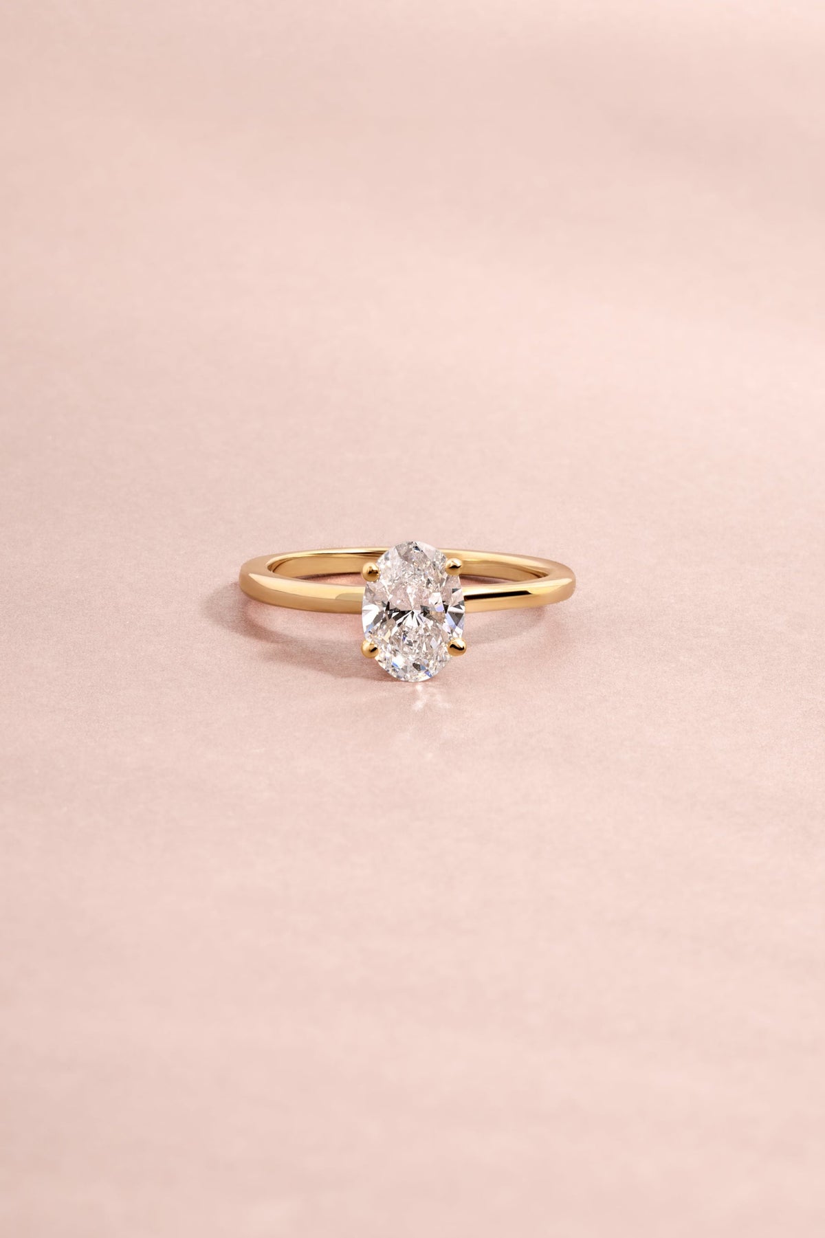 14K Solid Gold Oval Solitaire Lab Grown Diamond Ring