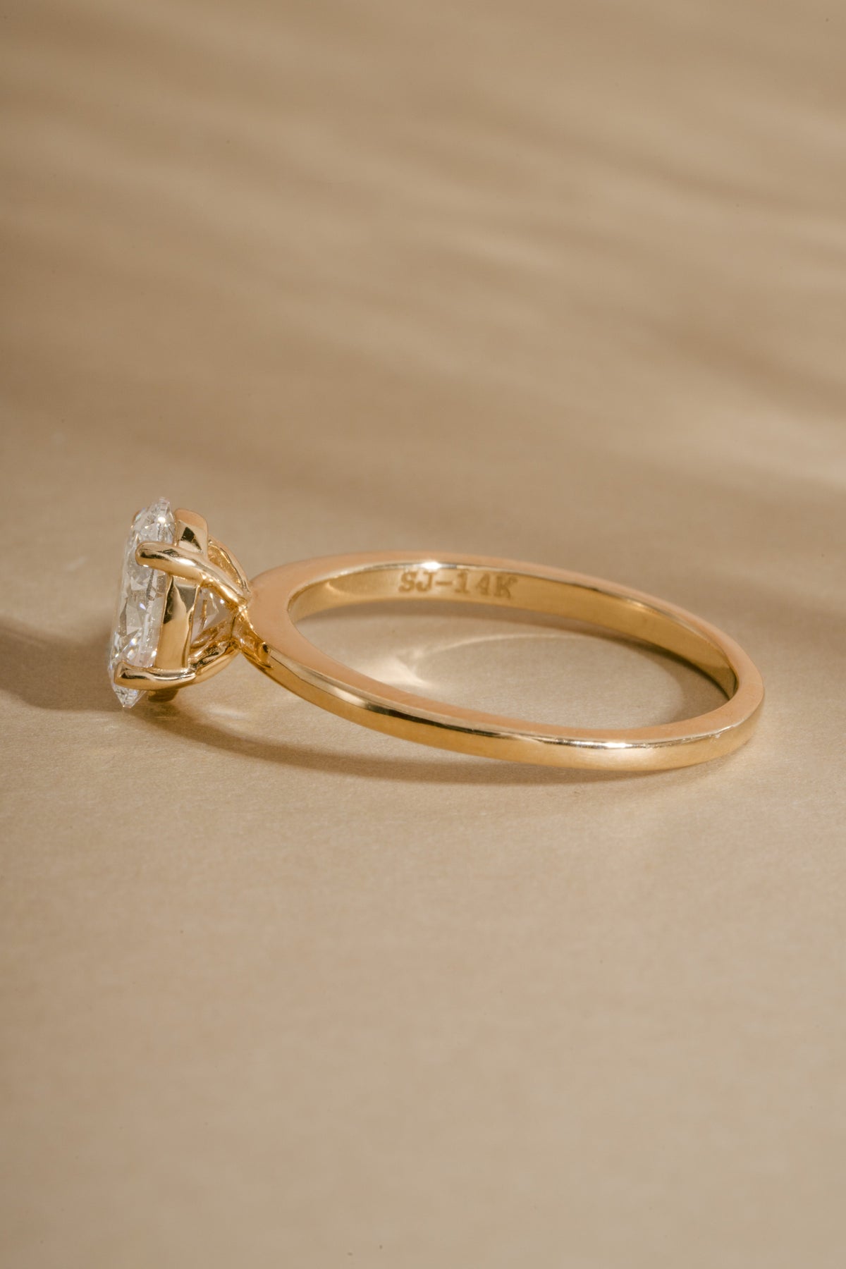 14K Solid Gold Oval Solitaire Lab Grown Diamond Ring