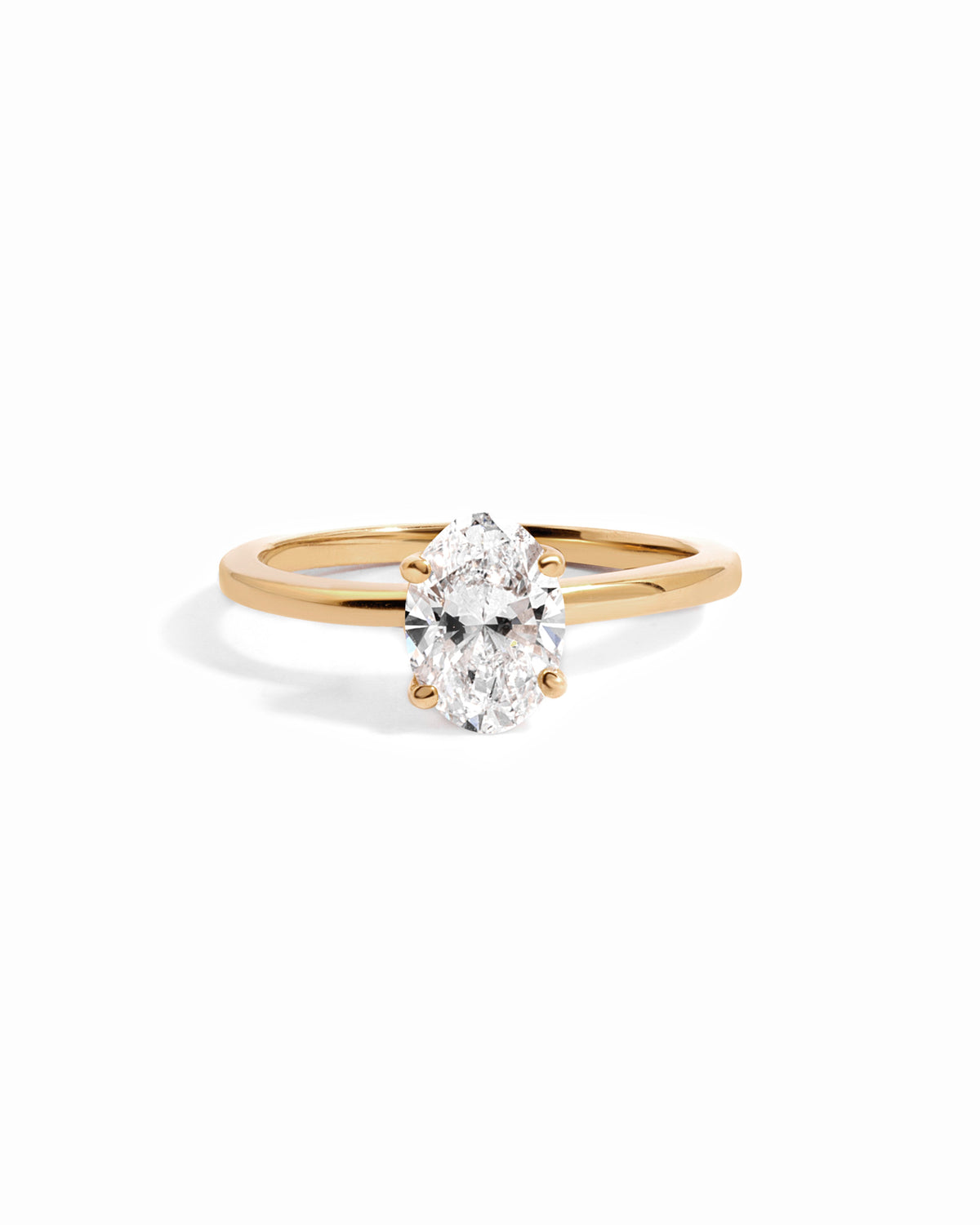 14K Solid Gold Oval Solitaire Lab Grown Diamond Ring