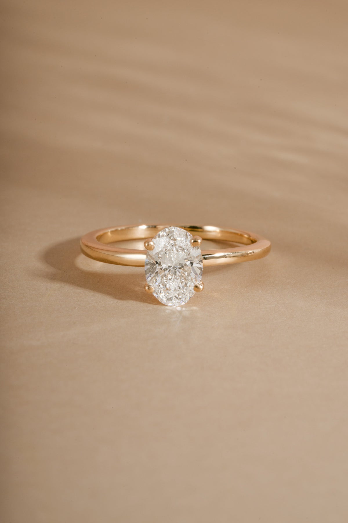 14K Solid Gold Oval Solitaire Lab Grown Diamond Ring