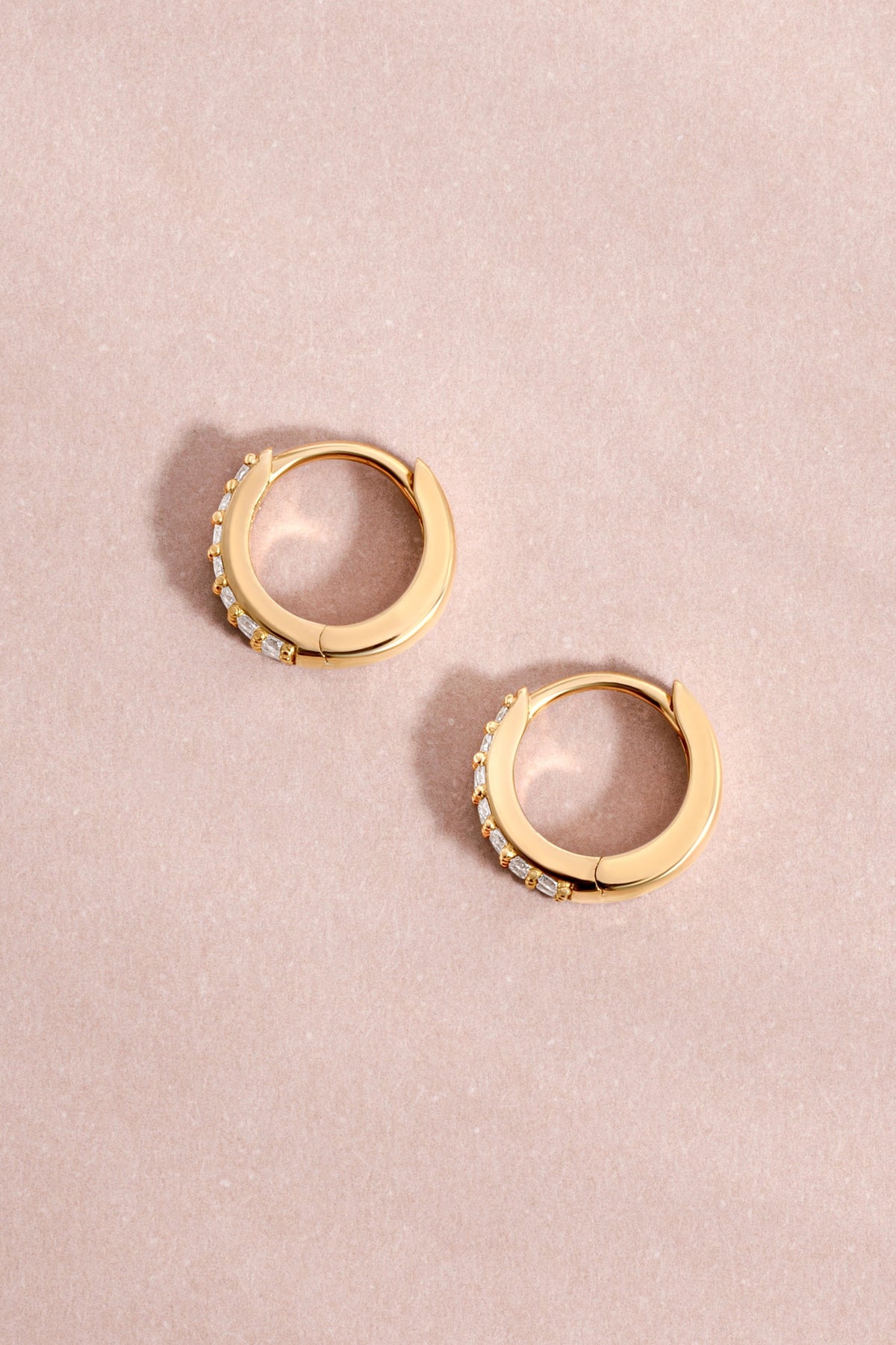 14K Solid Gold Two Row Lab Grown Diamond Huggies