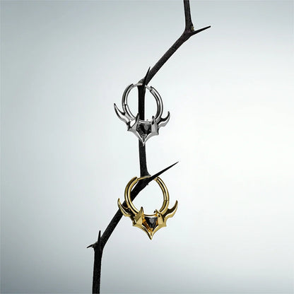 TRIDENT CREST STONE HOOPS EARRINGS