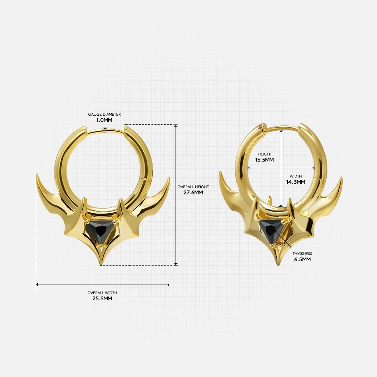 TRIDENT CREST STONE HOOPS EARRINGS