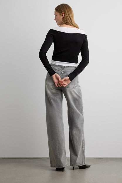LAYERED BOAT NECK TOP