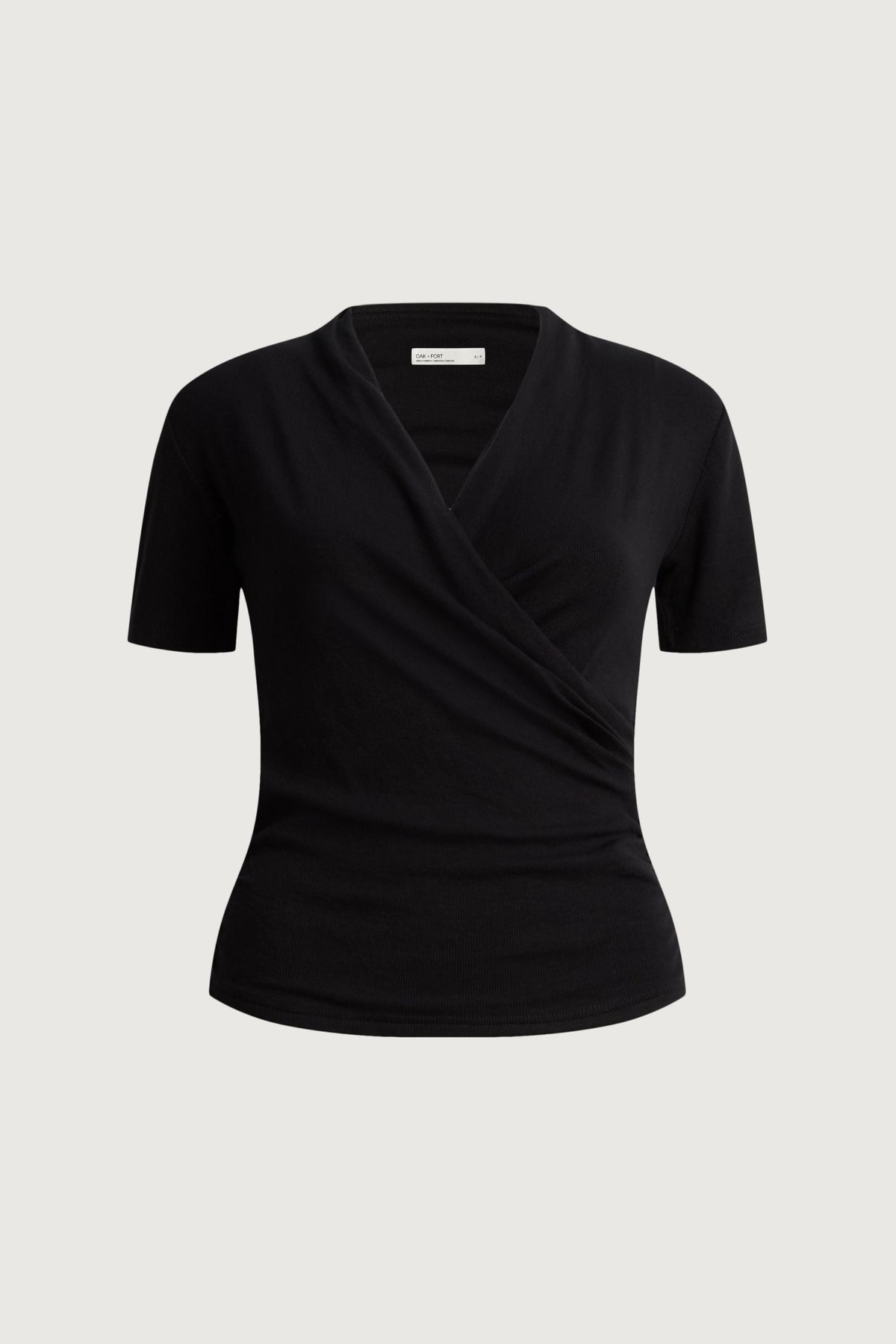 GATHERED V-NECK SURPLICE T-SHIRT