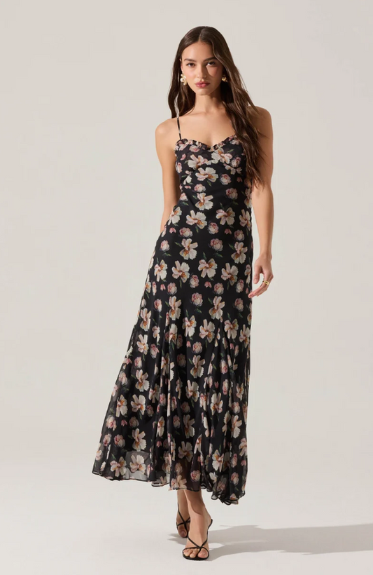 ASTR the Label Maeryn Sweetheart Black Maxi Dress Dresses in XS at Wrapsody