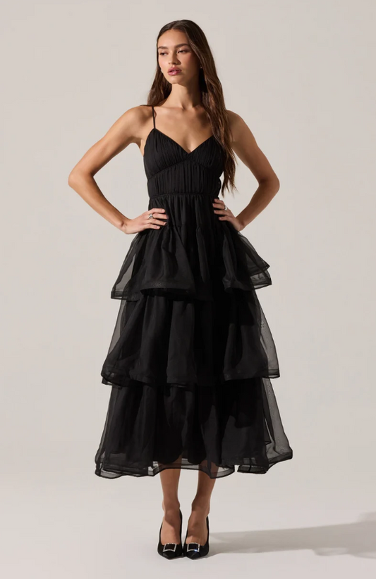 ASTR the Label Theiria Black Midi Dress Dresses in XS at Wrapsody