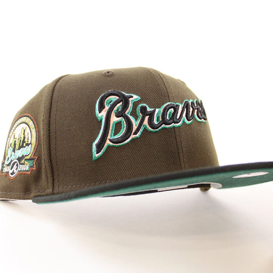 Atlanta Braves 40th Anniversary New Era 59Fifty Fitted Hat (Walnut Black Emerald Under Brim)
