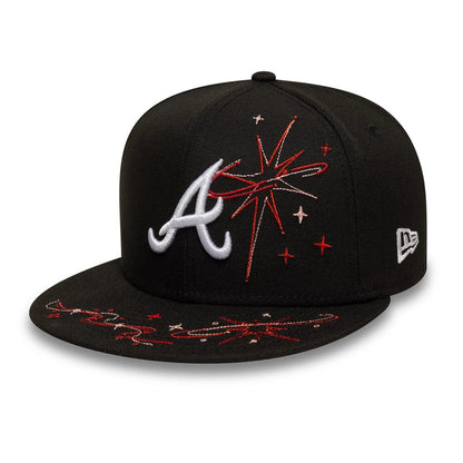 This is a Atlanta Braves MLB Zodiac Black 59FIFTY Fitted Cap 1