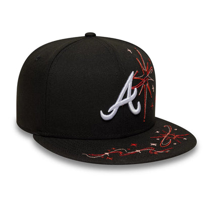 This is a Atlanta Braves MLB Zodiac Black 59FIFTY Fitted Cap 3