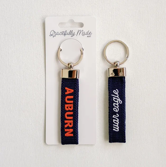 Auburn Embroidered Keychain Travel Accessories in at Wrapsody