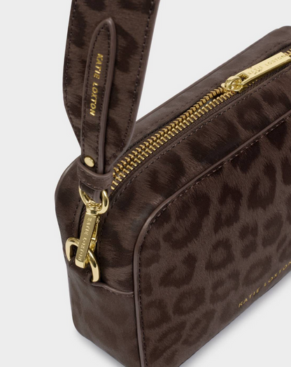 Avery Small Crossbody Bag in Chocolate Leopard Handbags in at Wrapsody