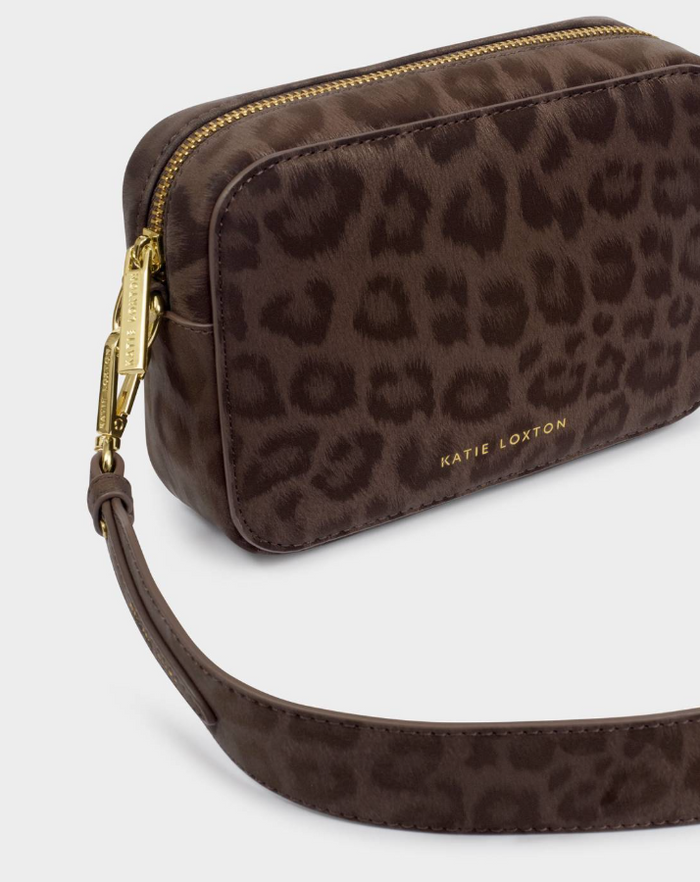 Avery Small Crossbody Bag in Chocolate Leopard Handbags in at Wrapsody