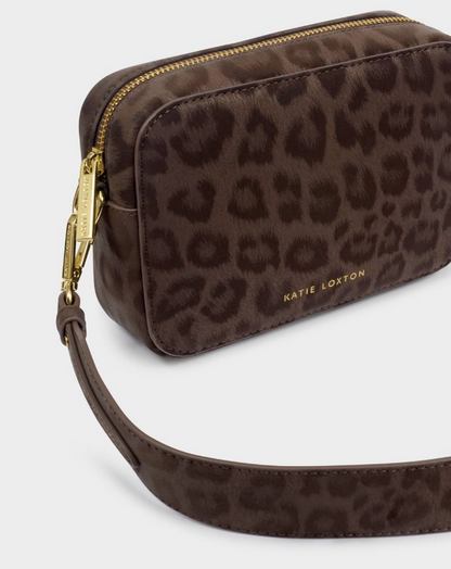 Avery Small Crossbody Bag in Chocolate Leopard Handbags in at Wrapsody