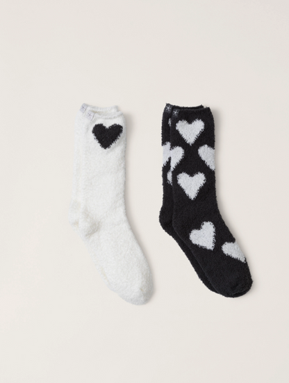 Barefoot Dreams Heart Sock Set Carbon/Pearl Loungewear in at Wrapsody