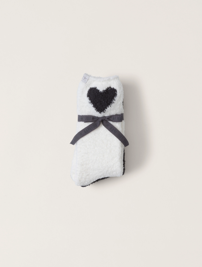 Barefoot Dreams Heart Sock Set Carbon/Pearl Loungewear in at Wrapsody