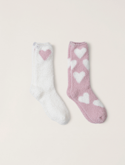 Barefoot Dreams Heart Sock Set Pink/Pearl Loungewear in at Wrapsody