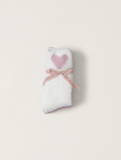 Barefoot Dreams Heart Sock Set Pink/Pearl Loungewear in at Wrapsody