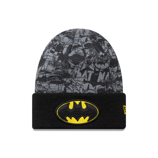 This is a Batman Youth DC Black Cuff Knit Beanie Hat 1