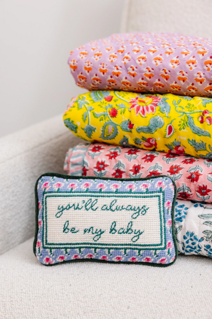 Be By Baby Needlepoint Mini Pillow Pillows in at Wrapsody