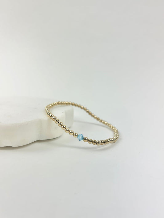 Beaded Blondes March Aquamarine Birthstone Bracelet Bracelets in at Wrapsody