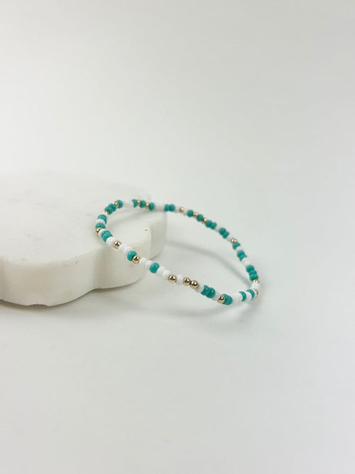 Beaded Blondes Sprinkle Turquoise/White Bracelet Bracelets in at Wrapsody