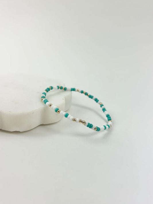 Beaded Blondes Sprinkle Turquoise/White Bracelet Bracelets in at Wrapsody
