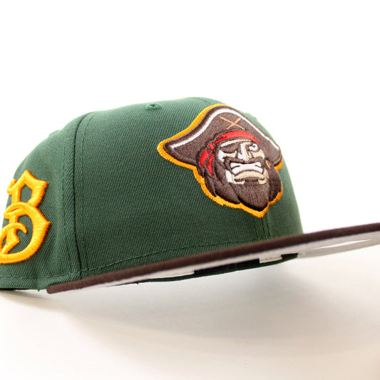 BRADENTON MARAUDERS B Logo New Era 59Fifty Fitted Hat (Glow in the Dark Pine Green Burnt Wood Gray Under Brim)