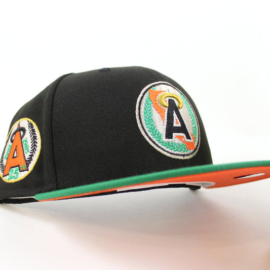 California Angels 25th Anniversary New Era 59Fifty Fitted Hat (Black Kelly Orange UNDER BRIM)