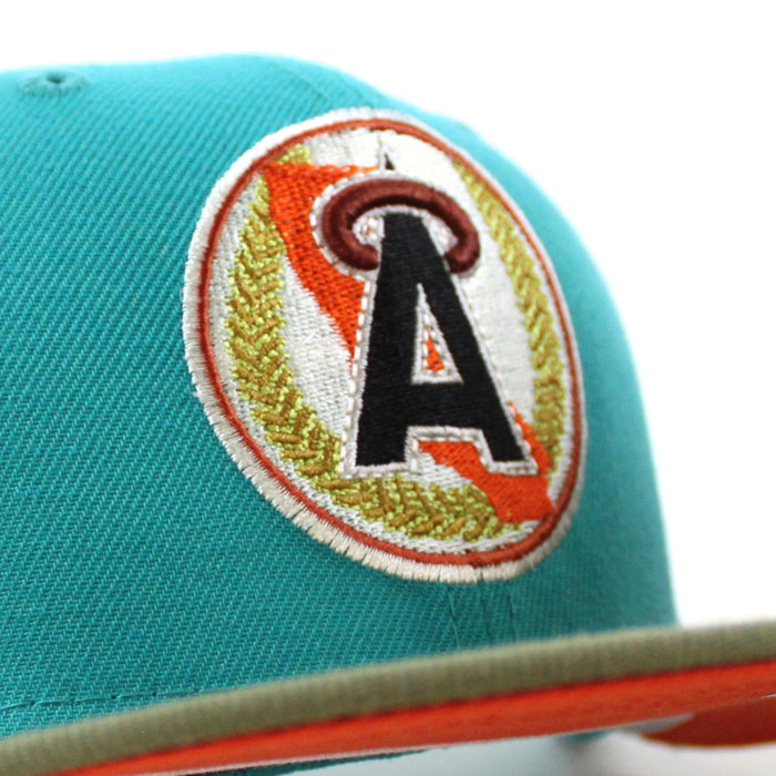 California Angels 35TH Anniversary New Era 59Fifty Fitted Hat (TEAL BREEZE GREEN BARK ORANGE UNDER BRIM)