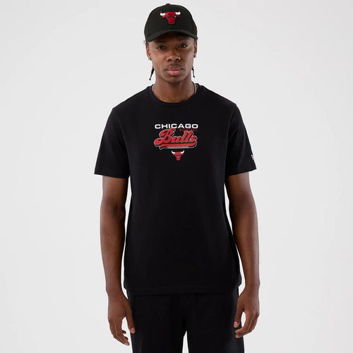 The Male model is wearing Chicago Bulls NBA Back To School Black T-Shirt 1