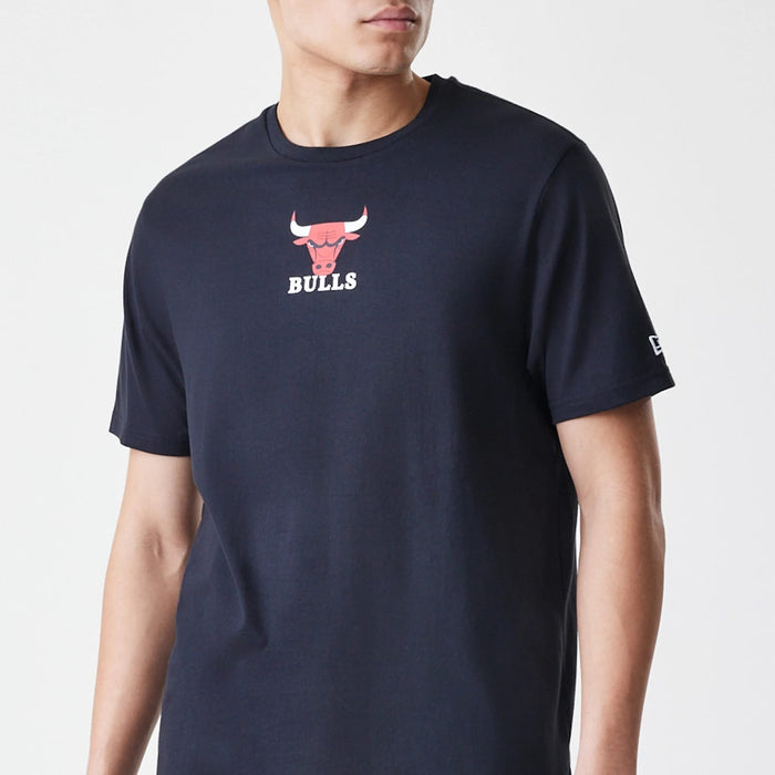 The Male model is wearing Chicago Bulls NBA Logo Black T-Shirt 3