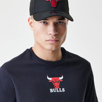 The Male model is wearing Chicago Bulls NBA Logo Black T-Shirt 4