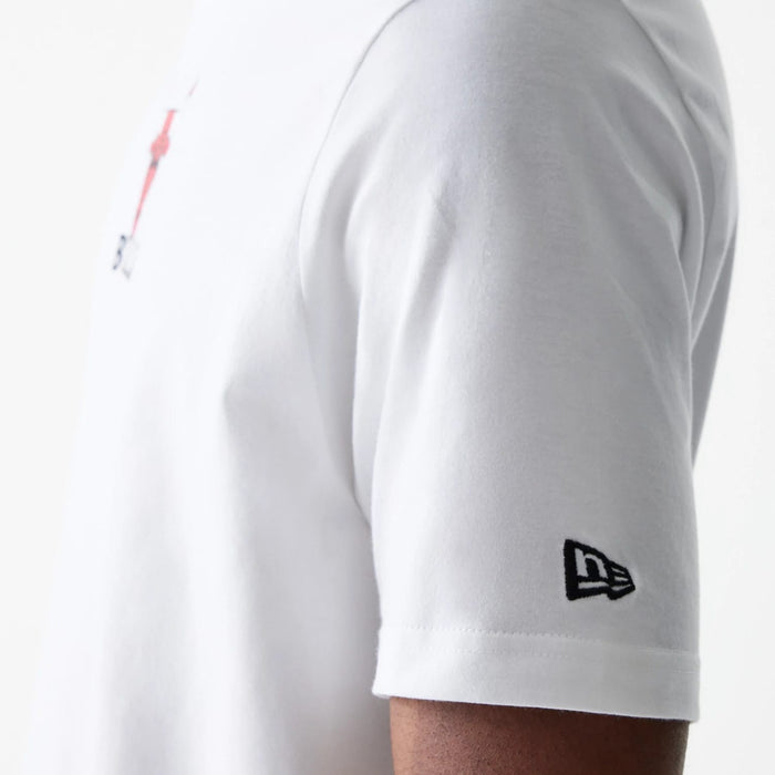 The Male model is wearing Chicago Bulls NBA Logo White T-Shirt 6