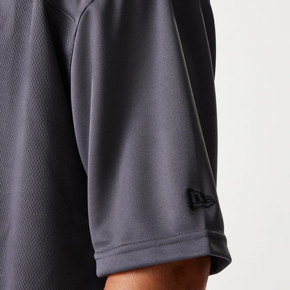 The Male model is wearing Chicago Bulls NBA Tonal Dark Grey Mesh Jersey 7