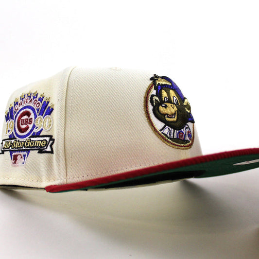 Chicago Cubs 1990 All Star Game New Era 59Fifty Fitted Hat (Chrome White Red Green Under Brim)