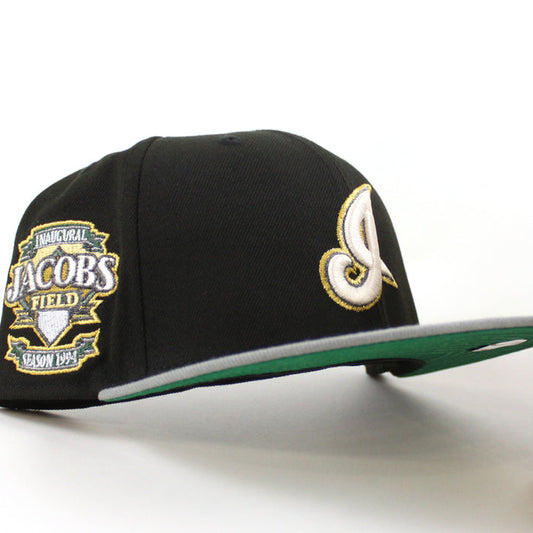 Cleveland Indians Jacobs Field New Era 59Fifty Fitted Hat (Black, Misty Morning Green Under Brim)