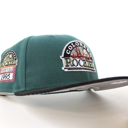 Colorado Rockies 1995 Coors Field New Era 59Fifty Fitted Hat (Needle Green Corduroy Gray Under Brim)