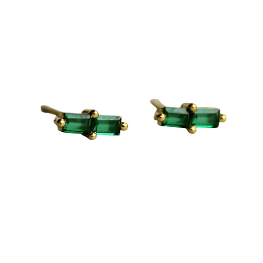 Cut Emerald Baguette Earrings