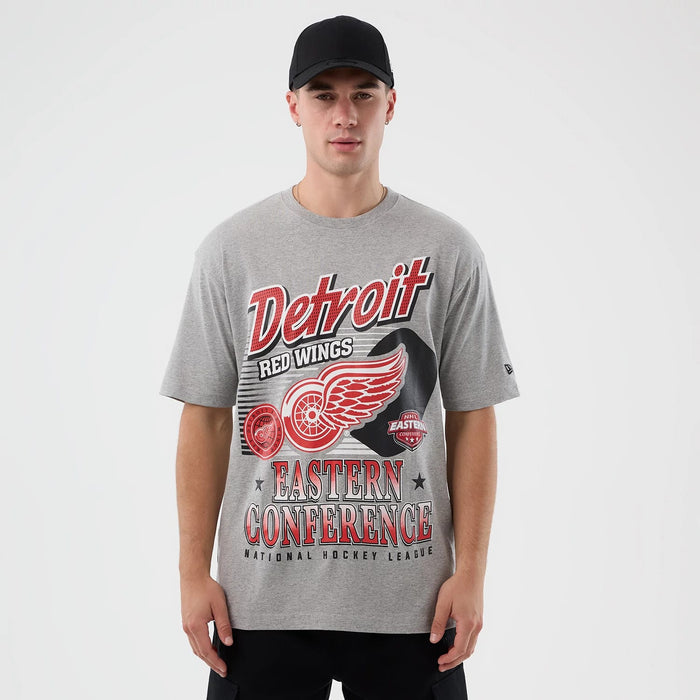 The Male model is wearing Detroit Red Wings NHL Sport Classic Grey T-Shirt 1