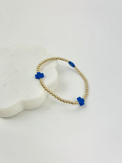 Enewton Signature Cross 3mm Bracelet - Cobalt Bracelets in at Wrapsody