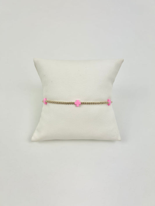 Enewton Small Signature Cross 2mm Bracelet - Bright Pink Bracelets in at Wrapsody