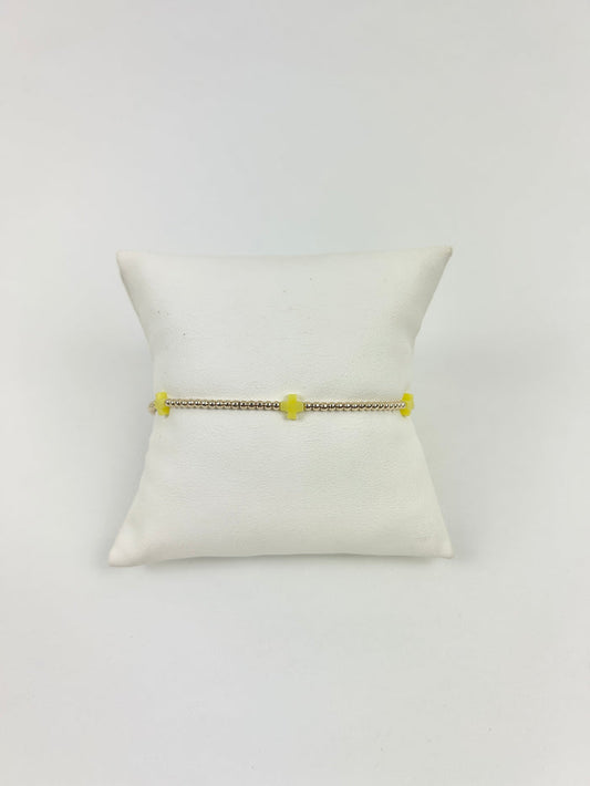 Enewton Small Signature Cross 2mm Bracelet - Canary Bracelets in at Wrapsody