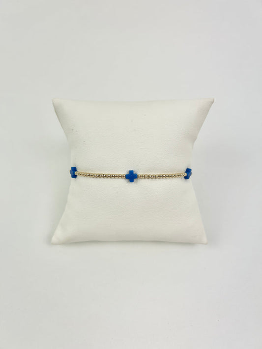 Enewton Small Signature Cross 2mm Bracelet - Cobalt Bracelets in at Wrapsody